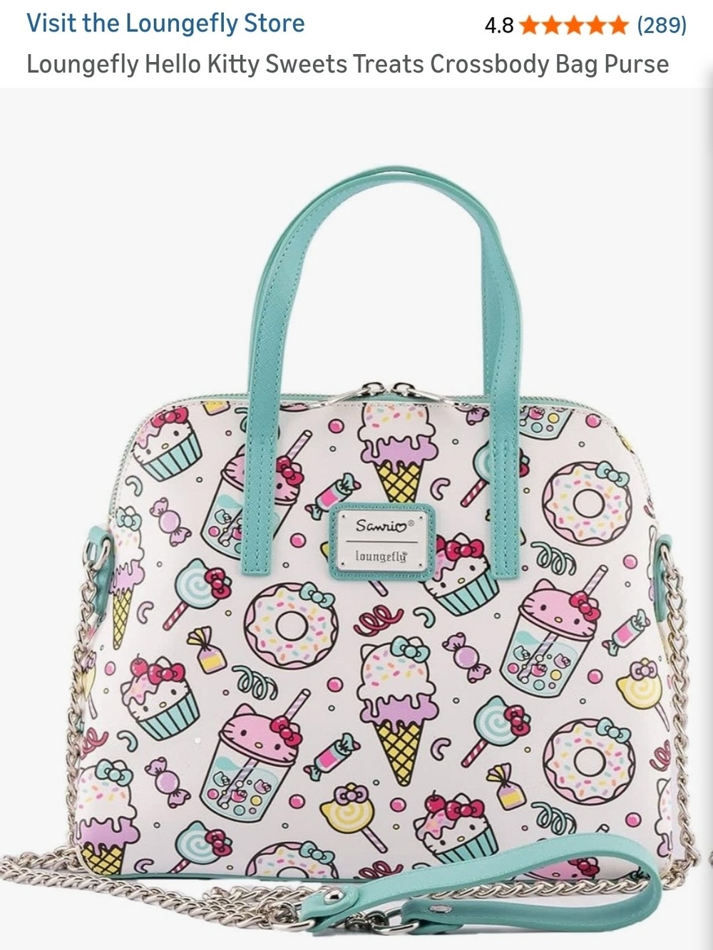Loungefly Hello Kitty Sweets Treats Mint-Trim Crossbody Bag